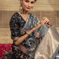 Grey Zari Checks With Kalamkari Pallu Dola Silk Ready to Wear Saree