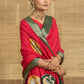Red Bandhani Print With Elephant Motifs Dola Silk Ready to Wear Saree
