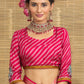 Red Checked Leheriya Print With Temple Motifs Dola Silk Saree