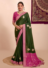 Emerald Green Pink Party Wear Saree Online 1 | Sootkari