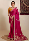 Magenta Golden Floral Party Wear Saree Online 