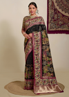 Midnight Black Floral Pattern Festive Saree Online 1 | Sootkari