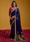 Midnight Blue Gold Party Wear Saree Online 1 | Sootkari
