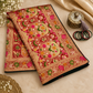 Gulnaar Ruby Red Floral Zari Saree