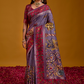 Lavender Red Heritage Saree