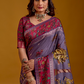 Lavender Red Heritage Saree