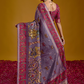 Lavender Red Heritage Saree