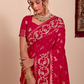 Crimson Elegance Embroidered Saree