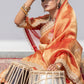 Mustard Golden Zari Lace Crush Tissue Saree