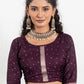 Purple Kalamkari Motif Dola Silk Saree