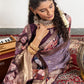 Purple Kalamkari Motif Dola Silk Saree