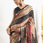 Black Bandhani Shibori Stripes Chinnon Ready to Wear Saree
