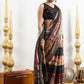 Black Bandhani Shibori Stripes Chinnon Ready to Wear Saree