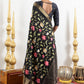 Black Floral Motifs Jaal Dola Silk Saree