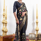 Black Floral Motifs Jaal Dola Silk Saree