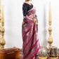 Black With Multicolour Motifs Dola Silk Saree