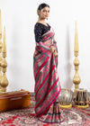 Black With Multicolour Motifs Dola Silk Saree