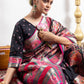 Black With Multicolour Motifs Dola Silk Saree