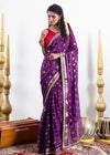 Purple Ghatchola Butti Checks Chinnon Saree