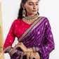 Purple Ghatchola Butti Checks Chinnon Saree