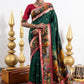 Green Figure Art Kalamkari Print Dola Silk Saree