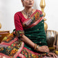 Green Figure Art Kalamkari Print Dola Silk Saree