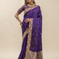 Royal Amethyst Floral Border Saree