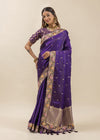 Royal Amethyst Floral Border Saree