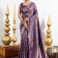 Lavender Zari Weave Border With Flowers Butta Dola Silk Ready to Wear Saree