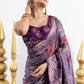 Lavender Zari Weave Border With Flowers Butta Dola Silk Ready to Wear Saree