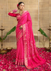 Pink Bandhani Print With Sequence Work Dola Silk Saree