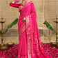 Pink Bandhani Print With Sequence Work Dola Silk Ready to Wear Saree