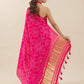 Crimson Bloom Bandhani & Floral Saree