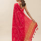 Crimson Bloom Bandhani & Floral Saree