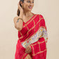 Crimson Bloom Bandhani & Floral Saree
