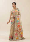 Gilded Garden Champagne Silk Saree