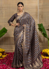 Vyanjana Pure Dola Silk Zari Striped Saree