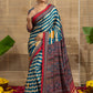 Blue Satin Shibori Print With Gajji Saree