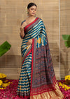 Blue Satin Shibori Print With Gajji Saree