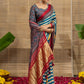 Blue Satin Shibori Print With Gajji Saree