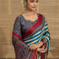 Blue Satin Shibori Print With Gajji Saree