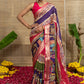 Charulata Striped Kalamkari Chinon Saree
