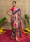 Charulata Striped Kalamkari Chinon Saree