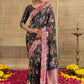Black Kaamini Floral Dola Tissue Saree