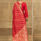 Red Geometric Weave Zari Pattern Dola Silk Ready to Wear Saree