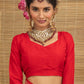 Red Geometric Weave Zari Pattern Dola Silk Ready to Wear Saree