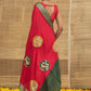 Red Bandhani Print With Elephant Motifs Dola Silk Ready to Wear Saree