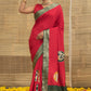Red Bandhani Print With Elephant Motifs Dola Silk Ready to Wear Saree