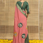 Red Checked Leheriya Print With Elephant Butta Dola Silk Saree