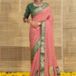 Red Checked Leheriya Print With Elephant Butta Dola Silk Saree